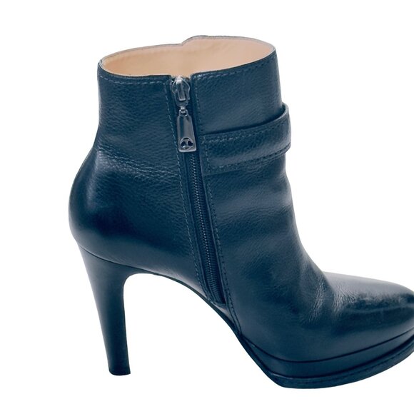 TALBOTS Women's Shoes Black Leather Heels Platform Ankle Boots Size 7B - Picture 10 of 14